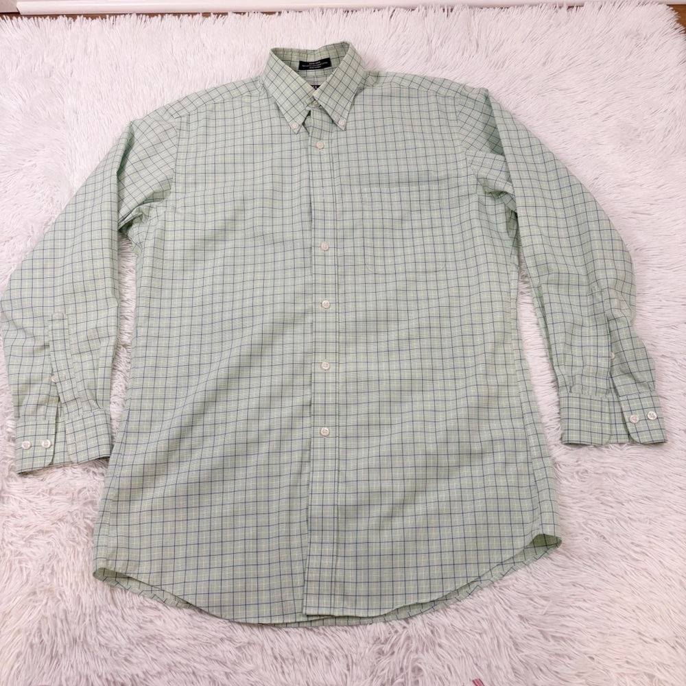 Kirkland Signature Green non iron 100% extra long‎ stable cotton Checkered Shirt